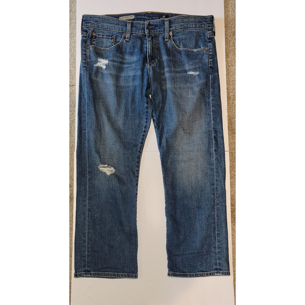 AG Adriano Goldschmied Tomboy Crop Womens Blue Relaxed Distressed Cropped Jeans